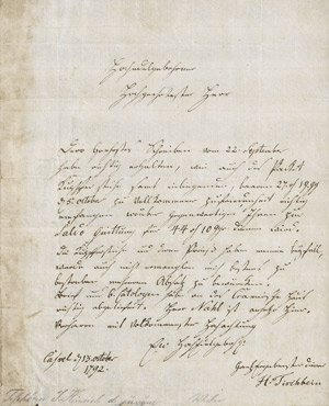 Los 2699 - Tischbein, Johann Heinrich - Brief 1792 - 0 - thumb