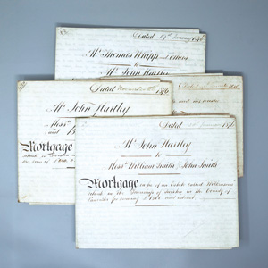 Lot 470, Auction  125, Englische Pergamenturkunden, Konvolut von fünf englischen Pergamenturkunden, den Kauf von Immobilien betreffend. England, 1840-1876