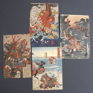 Los 593 - Schlachtenszenen und Kunisada, Utagawa - 4 Farbholzschnitte verschiedener Holzschnittkünstler. Edo (Tokio) nach 1847 - 2 - thumb