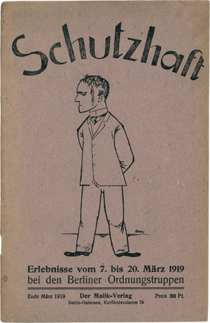 Los 3144 - Herzfelde, Wieland - Schutzhaft. Berlin, Malik, 1919. - Mit Umschlagzeichnung von G. Grosz. Erste Ausgabe - 0 - thumb