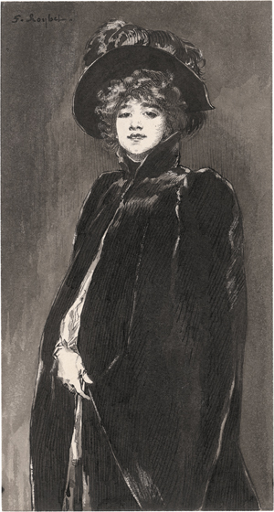 Lot 6566, Auction  125, Roybet, Ferdinand, Portrait der Schauspielerin Juana Romani im schwarzen Cape