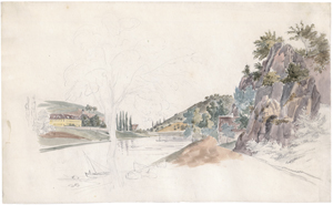 Lot 6822, Auction  125, Fries, Ernst, Blick über den Neckar auf Kloster Neuburg bei Heidelberg