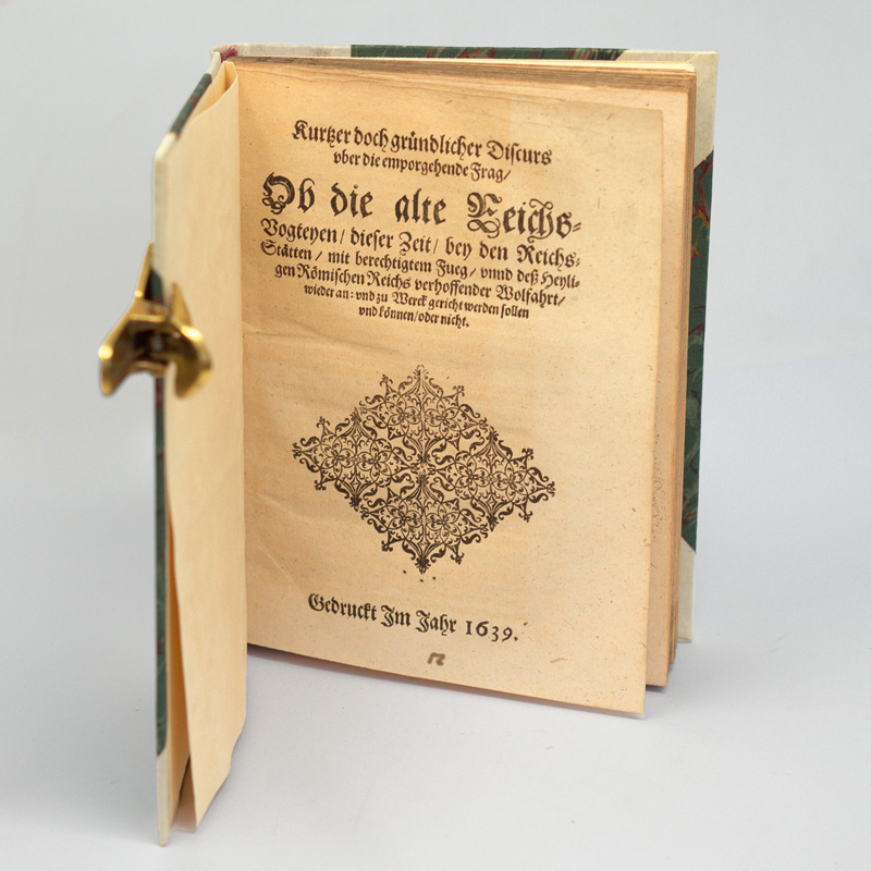 Lot 474, Auction  125, Heider, Daniel, Kurtzer doch gründlicher Discurs über die emporgehende Frag, ob die alte Reichsvogteyen dieser Zeit bey den Reichsstätten. O. O. u. V. 1639