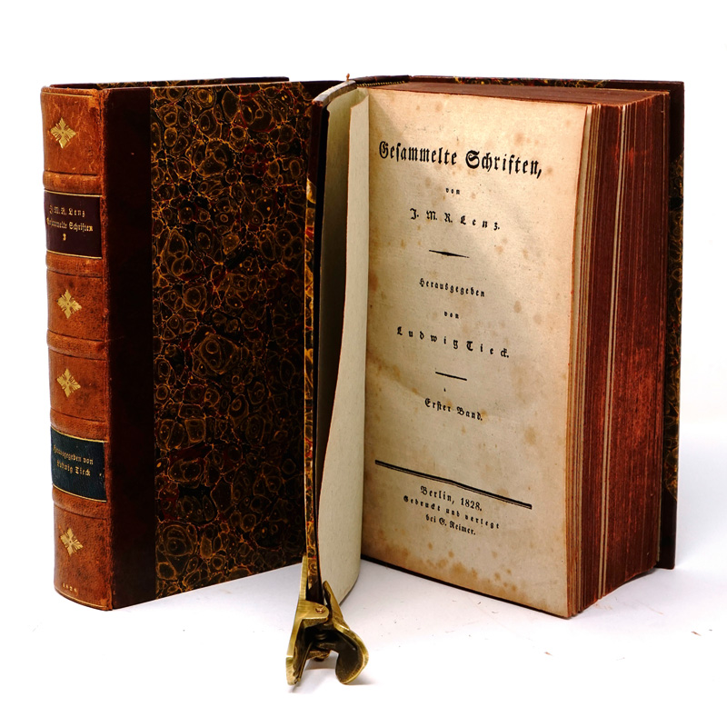 Lot 1650, Auction  125, Lenz, Jakob Michael Reinhold, Gesammelte Schriften. Berlin, Georg Reimer, 1828. - Erste Gesamtausgabe