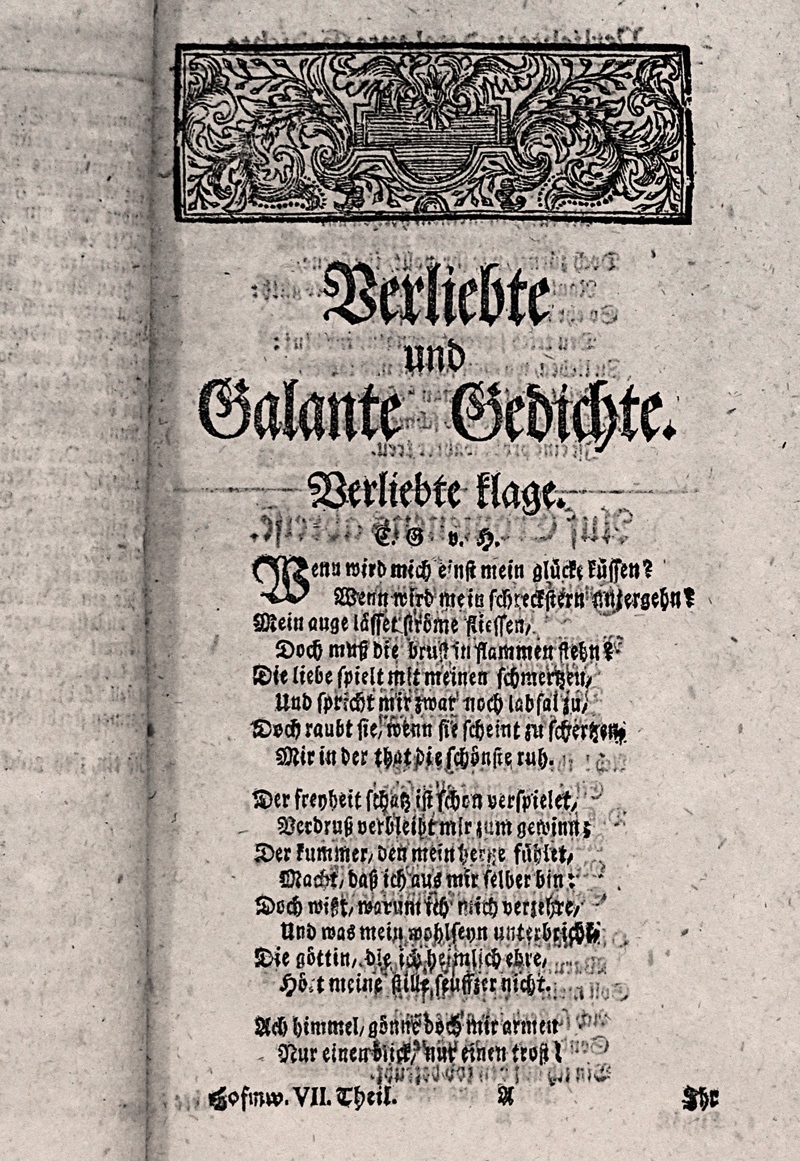 Lot 1676, Auction  125, Neukirch, Benjamin, Herrn von Hoffmanswaldau und anderer Deutschen außerlesene Gedichte. Frankfurt, Leipzig und Wien, P. Straub, 1727