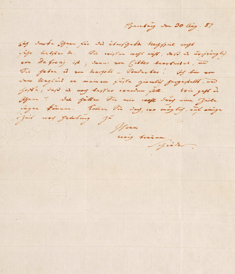 Lot 2183, Auction  125, Schröder, Friedrich Ludwig, Brief an einen Dramatiker. 1787