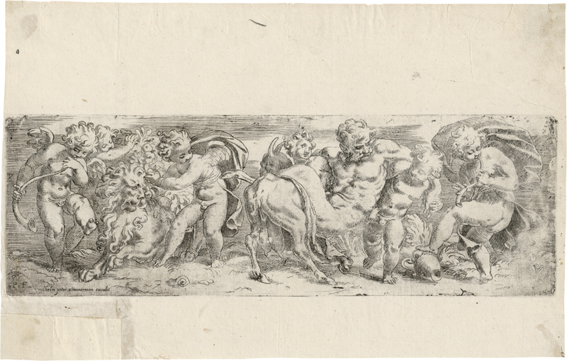 Lot 5554, Auction  125, Farinati, Paolo, Der trunkene Satyr, von Putti gestützt von einer Ziege fallend