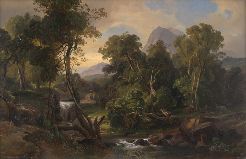 Lot 6080, Auction  125, Hummel, Carl Maria Nikolaus, Ideale Gebirgslandschaft mit einem Wildbach