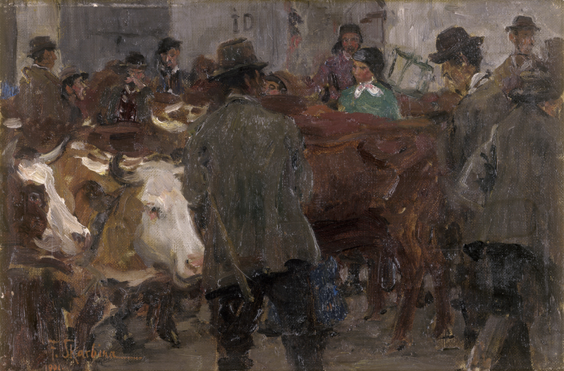 Lot 6151, Auction  125, Skarbina, Franz, Viehmarkt in der Oberpfalz