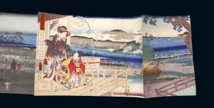 Los 653 - Ukiyo-e Leporello und Kunisada, Utagawa - Album mit 37 Ukiyo-e Farbholzschnitten in 23 Trypticha bzw. Dypticha - 7 - thumb