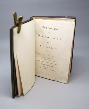 Los 2033 - Goethe, Johann Wolfgang von - Herrmann und Dorothea. Neue Ausgabe. Braunschweig 1822. - Im Meistereinband. - 1 - thumb