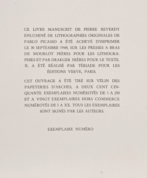 Los 3338 - Reverdy, Pierre und Picasso, Pablo - Illustr. - Le chant des morts - 1 - thumb