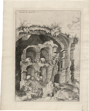 Lot 5064, Auction  126, Cock, Hieronymus, Colossaei Ro Prospectus (Ein Zeichner und Zuschauer vor den Ruinen des Colosseums).
