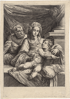 Lot 5477, Auction  126, Alberti, Cherubino, Die Madonna, der hl. Josef und das Christkind mit dem aufgeschlagenen Buch
