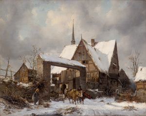 Lot 6107, Auction  126, Leypold, Carl Julius von, Winterlandschaft mit verschneitem Bauerngehöft