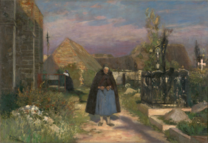 Lot 6123, Auction  126, Skarbina, Franz, "Ave Maria": Frau mit Rosenkranz auf dem Friedhof in Schenna, Südtirol