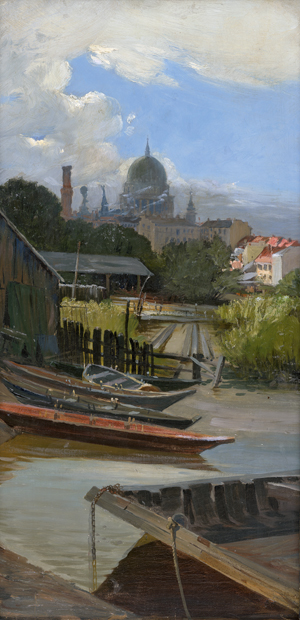 Lot 6196, Auction  126, Jacob d. J., Julius - zugeschrieben, Die Potsdamer Vorstadt vom Wasser aus gesehen mit Blick auf die Nikolaikirche