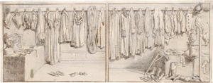 Lot 6599, Auction  126, Chodowiecki, Daniel Nikolaus, Zwei Kleiderkammern (Entwurfszeichnung zu Basedows Elementarwerk)