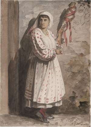 Lot 6700, Auction  126, Ehrenberg, Carl, Sizilianerin am Spinnrocken