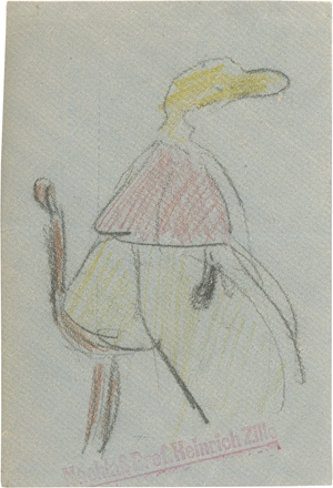 Lot 8312, Auction  126, Zille, Heinrich, Sitzende Frau mit rotem Umhang