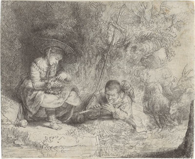 Lot 5202, Auction 126, Rembrandt Harmensz. van Rijn, Der Flötenspieler ("Het Uilespiegeltje").
