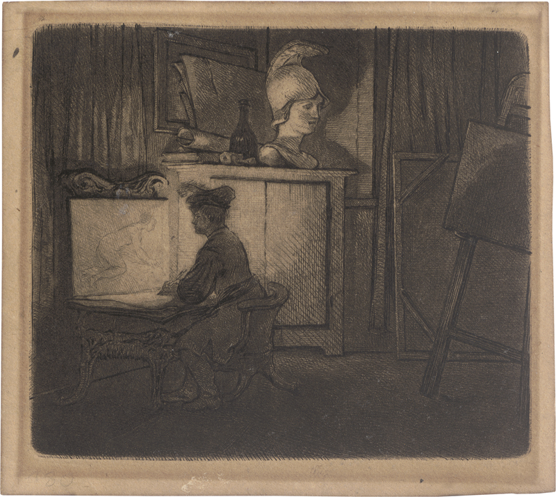 Lot 5309, Auction  126, Norblin de la Gourdaine, Jean-Pierre, Der Zeichner im dunklen Atelier