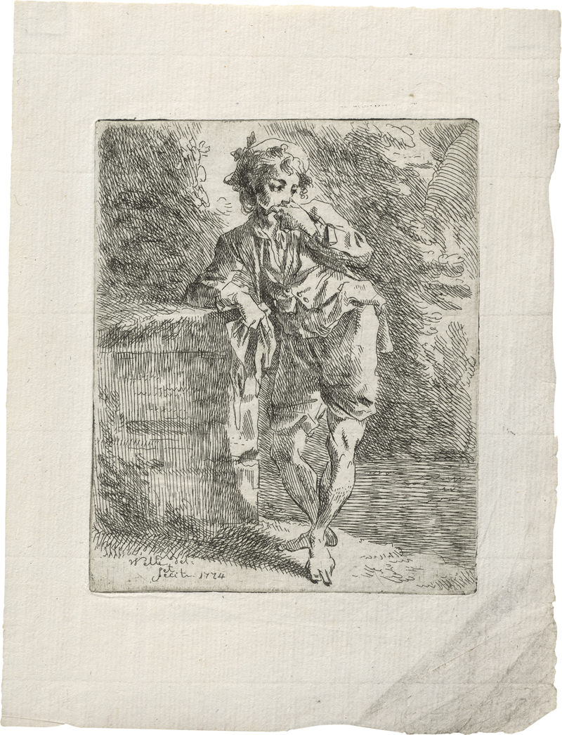 Lot 5342, Auction  126, Welté, Gottlieb, Ein junger Mann in nachdenkender Stellung an ein Postament gelehnt. 