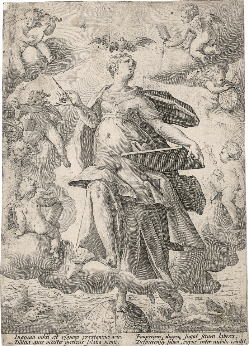 Lot 5559, Auction  126, Goltzius, Hendrick - Werkstatt, Allegorie der Zeichnung mit den Sieben Freien Künste