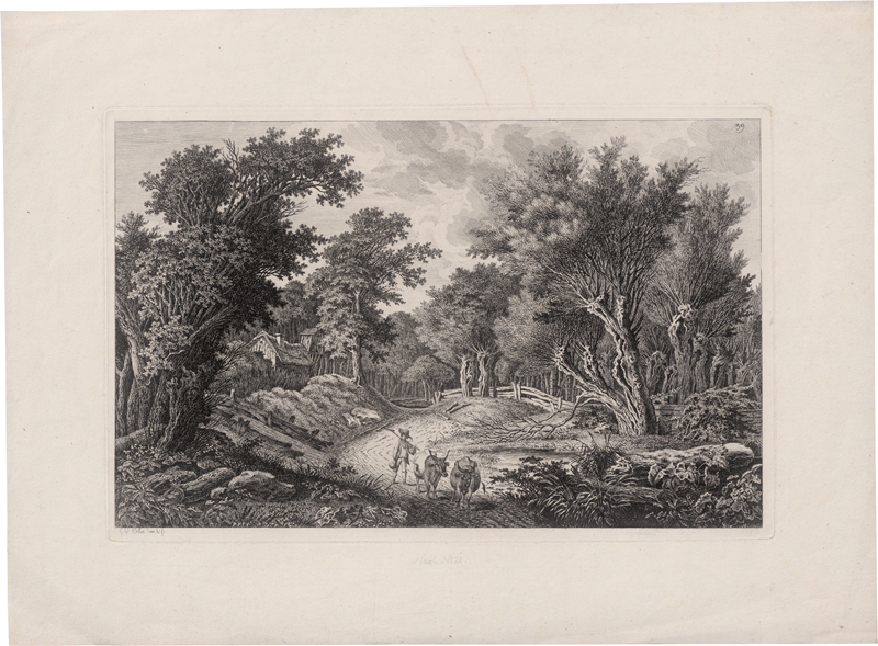 Lot 5602, Auction  126, Kolbe, Carl Wilhelm, Breiter Weg führt vorbei an einer Bauernhütte