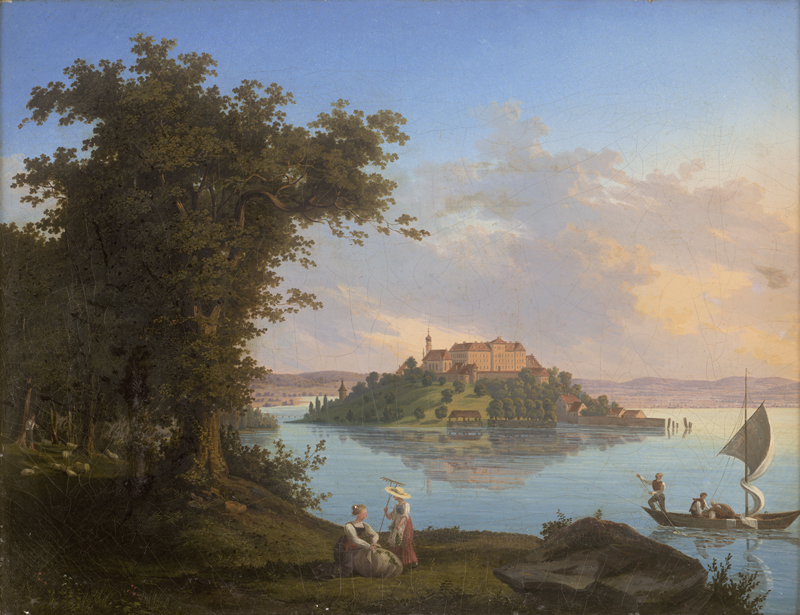 Lot 6054, Auction  126, Büttgen, Peter Jakob, Blick vom Ufer des Bodensees auf die Insel Mainau und das Schloss