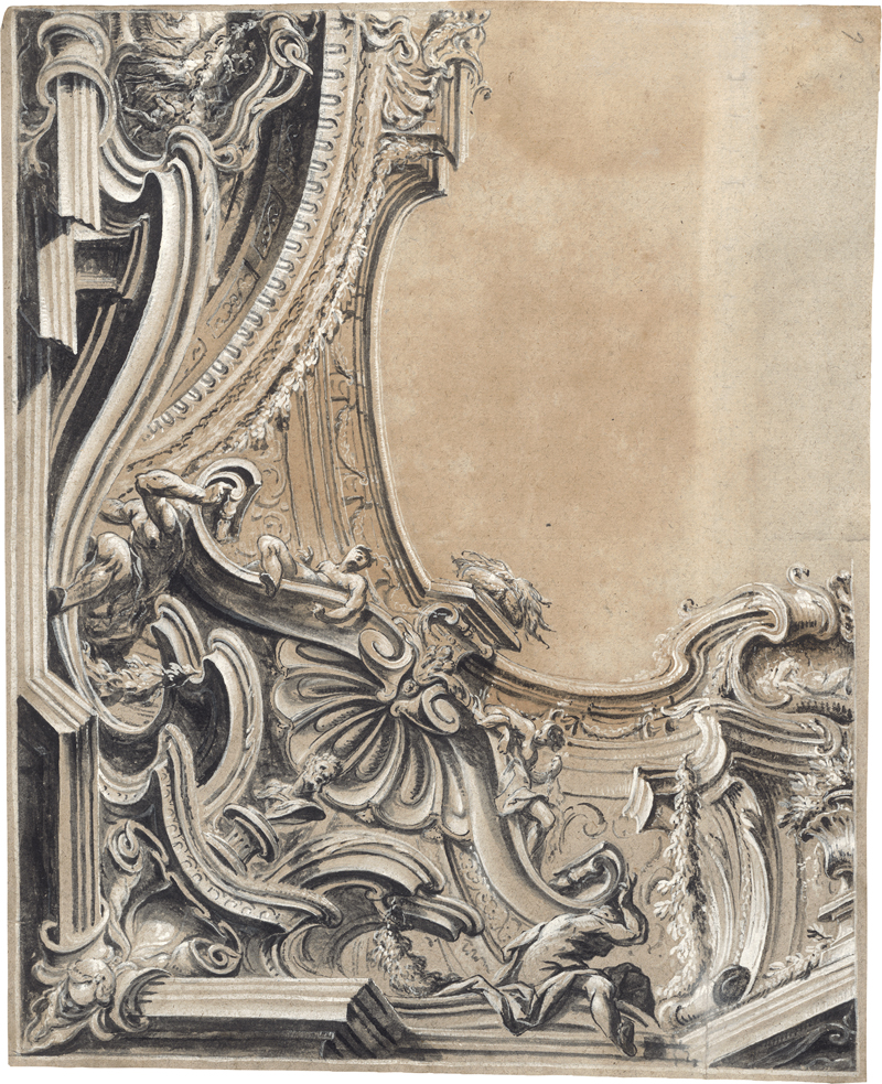Lot 6549, Auction  126, Niederländisch, 18. Jh. Entwurf für eine barocke Deckengestaltung