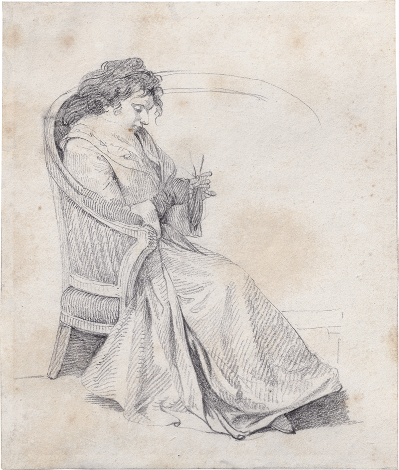 Lot 6602, Auction 126, Schadow, Johann Gottfried, Sitzende junge Frau mit Strickzeug