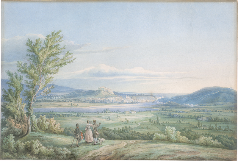 Lot 6679, Auction 126, Adam, Eugen, Aussicht von der Jägerhöhe zu Aigen über die Salzach nach Salzburg