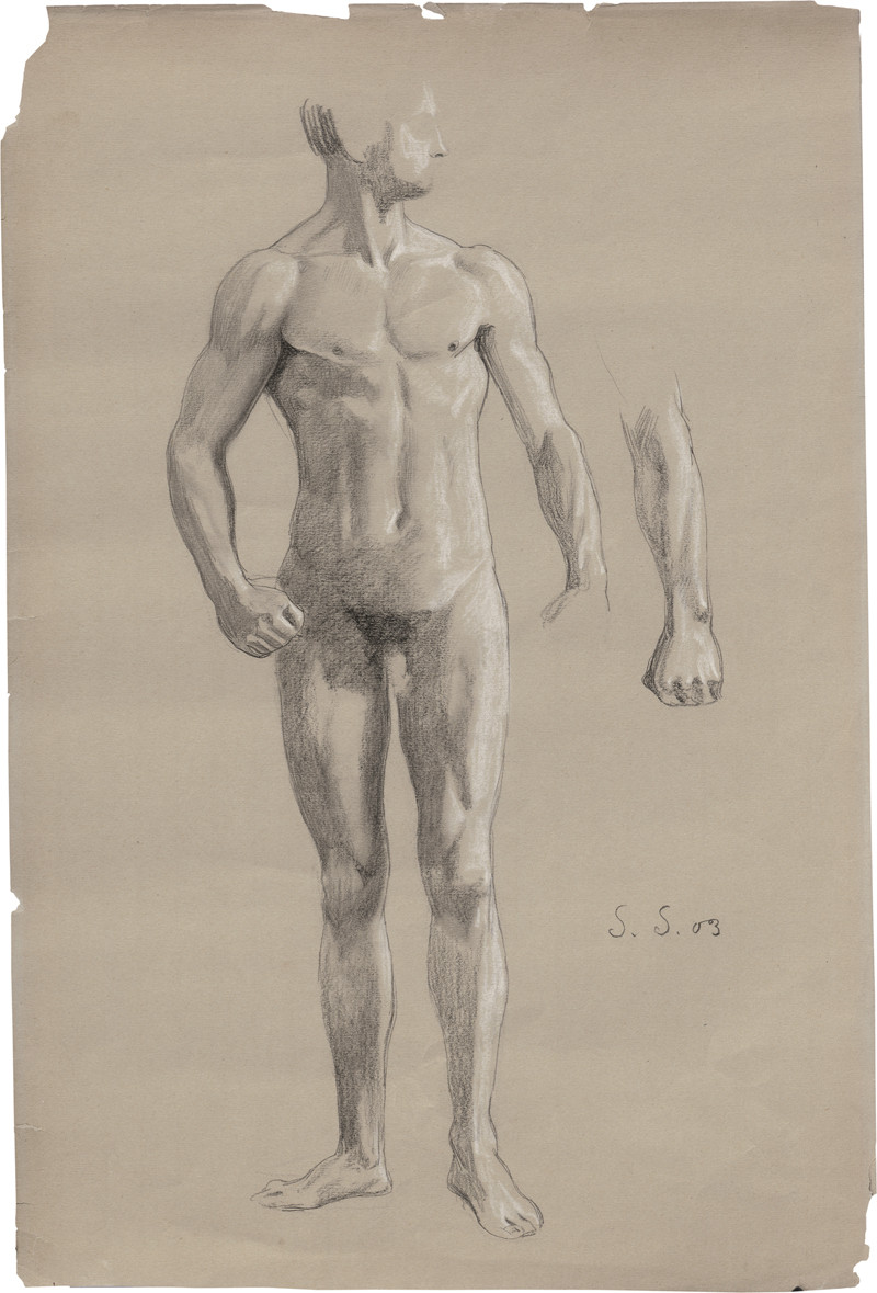 Lot 6730, Auction 126, Schneider, Sascha, Stehender männlicher Akt