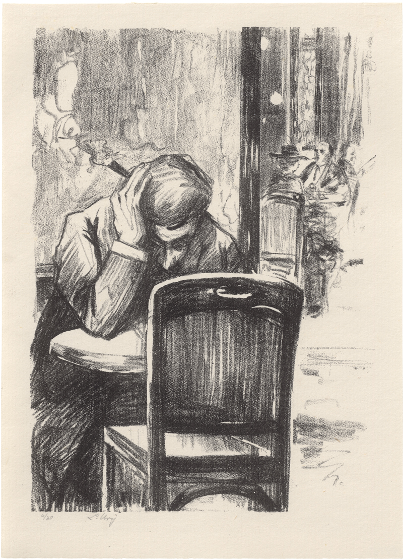 Lot 7025, Auction  126, Ury, Lesser, Rauchender Herr im Café III