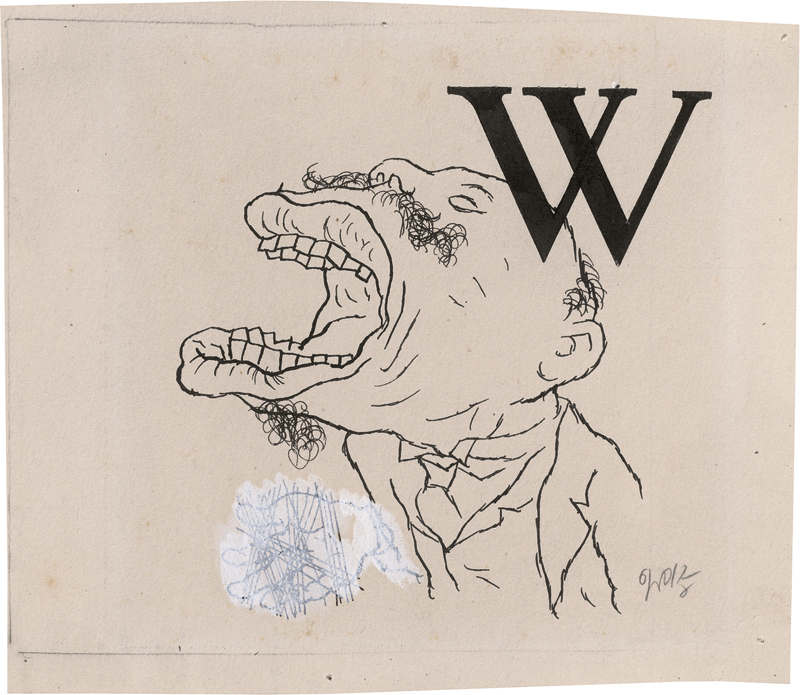 Lot 7090, Auction 126, Grosz, George, Initiale W, zu Daudet, Die Abenteuer des Herrn Tartarin aus Tarascon