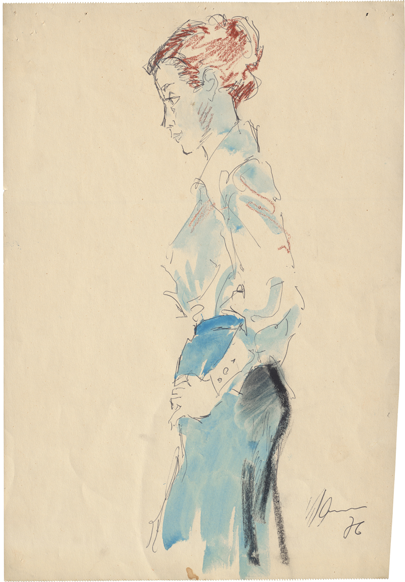 Lot 8146, Auction 126, Klamann, Kurt, Stehende Frau im Profil