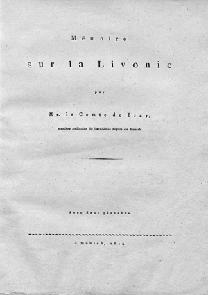 Lot 118, Auction  127, Bray, François Gabriel von, Mémoire sur la Livonie