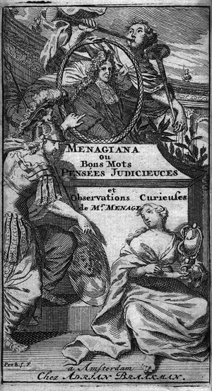 Lot 413, Auction  127, Menage, Gilles, Menagiana, ou bons mots, 