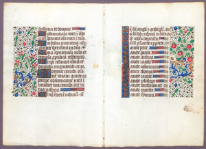 Los 1018 - Blattgold-Initialen - 4 Doppellagen aus einem spätmittelalterlichen Stundenbuch in lateinischer Handschrift - 0 - thumb