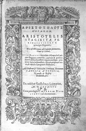 Lot 1075, Auction  127, Aristoteles, Organum, hoc est libri omnes ad Logicam pertinentes