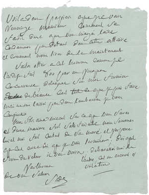 Lot 2530, Auction  127, Sade, Donation Alphonse Marquis de, Brief an einen Herrn über eine "Affaire". Wohl vor 1800