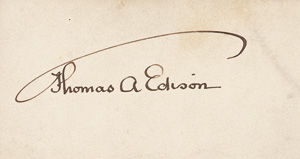 Lot 2560, Auction  127, Edison, Thomas Alva, Signierte Visitenkarte. Wohl um 1900