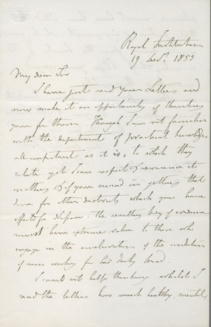 Lot 2561, Auction  127, Faraday, Michael, Brief an einen Wissenschaftler. 1853