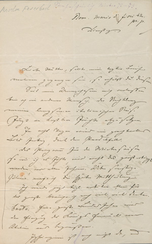 Lot 2607, Auction  127, Feuerbach, Anselm, Brief aus Rom an seine Stiefmutter. Um 1870