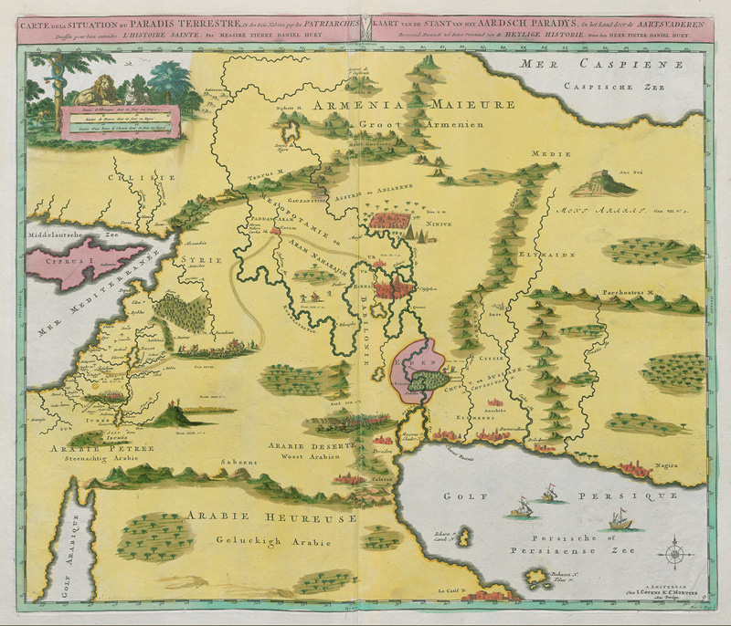 Lot 23, Auction  127, Huet, Pierre Daniel, Carte de la situation du paradis terrestre