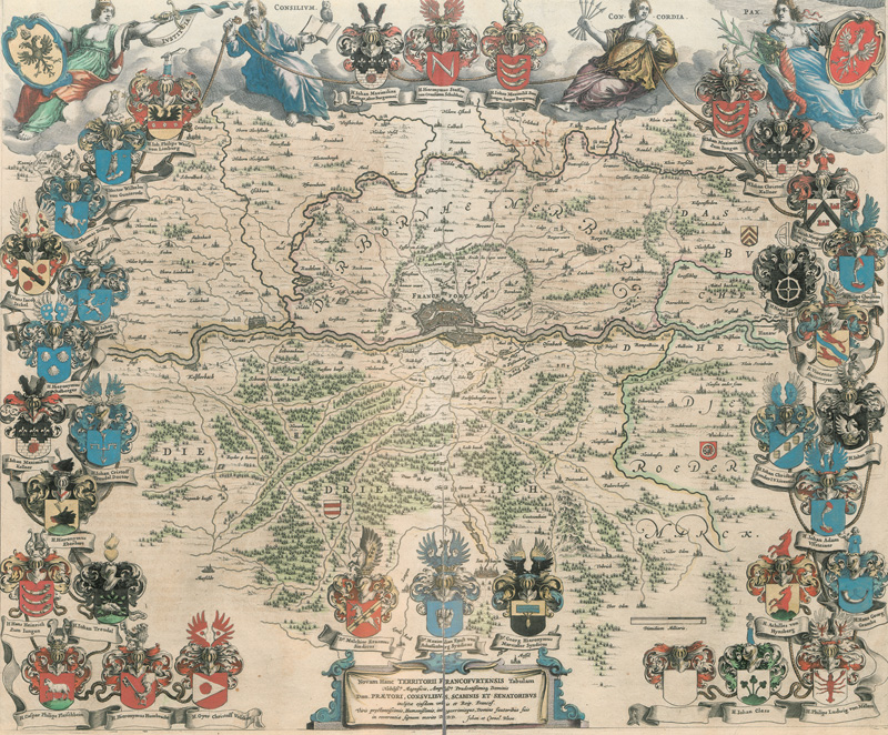 Lot 209, Auction 127, Blaeu, Cornelius und Blaeu, Johannes, Novam Hanc Territorii Francofurtensis Tabulam. Klorierte Kupferstichkarte