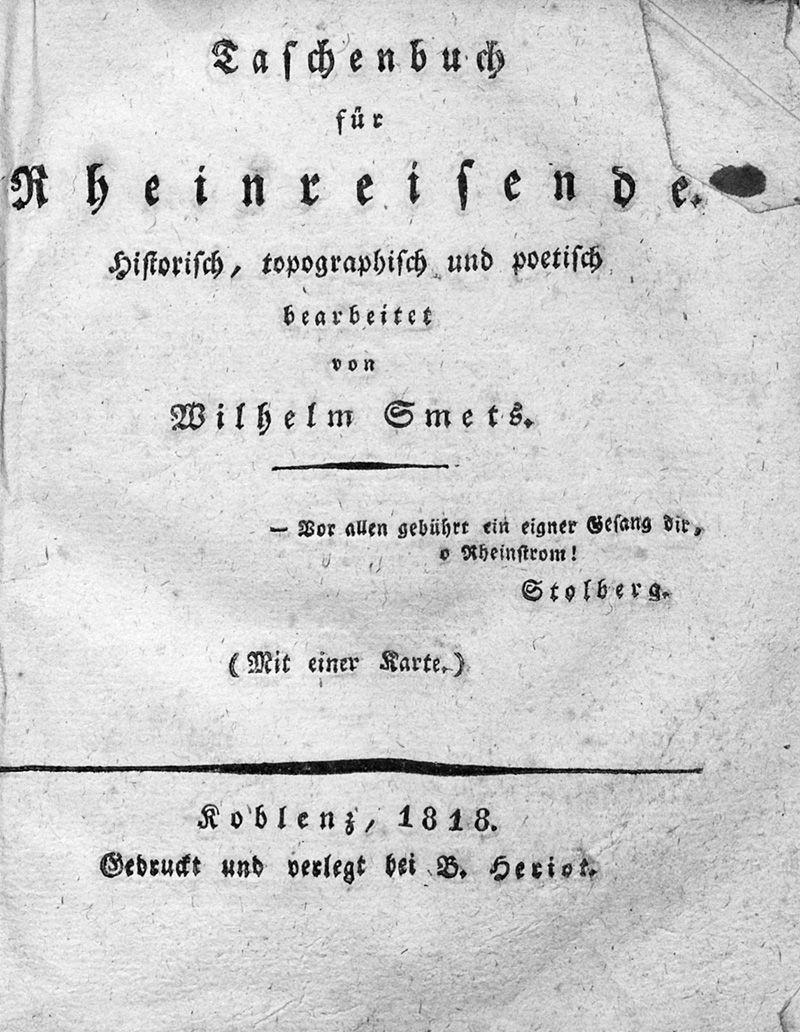 Lot 231, Auction  127, Smets, Wilhelm, Taschenbuch für Rheinreisende