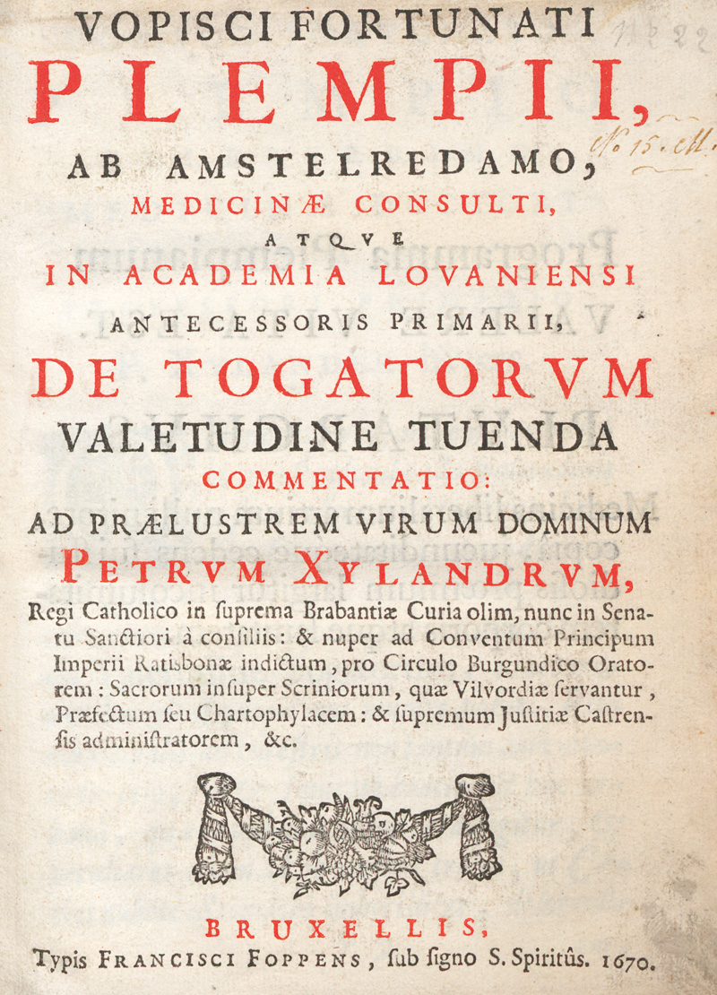 Lot 317, Auction 127, Plemp, Vopiscus Fortunatus, De togatorum valetudine tuenda commentatio
