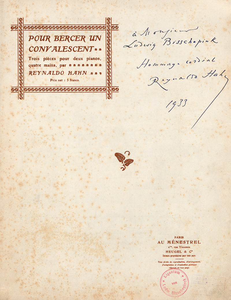 Lot 451, Auction 127, Hahn, Reynaldo, Pour bercer un convalescent.